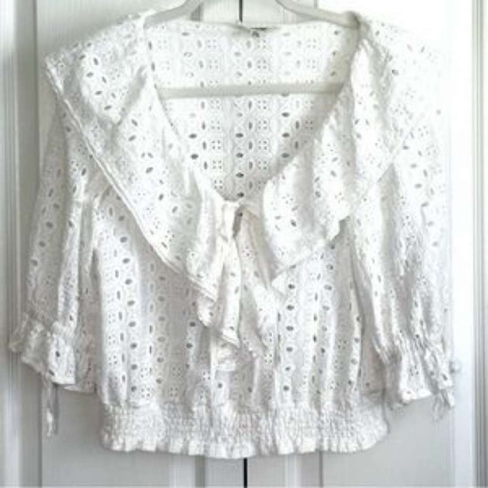 NWOT Anthropologie Porridge White Eyelet Anglaise top size XS